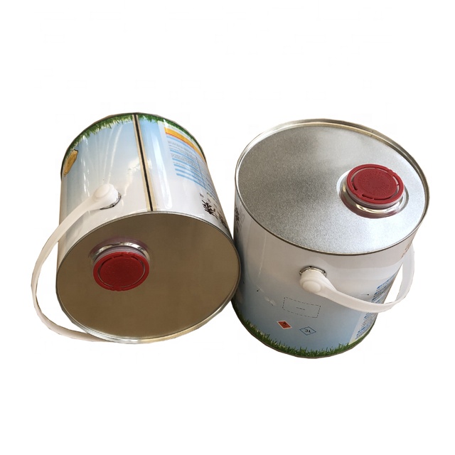 Chinese manufacturer 4 liters round metal tinplate paint tin bucket with lid and handle