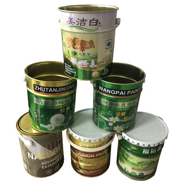 5L printed tin bucket/metal tin bucket with lid and handle