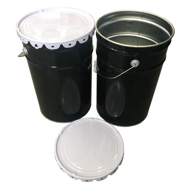 Round metal bucket 25 liters, with steel handle and flower lid