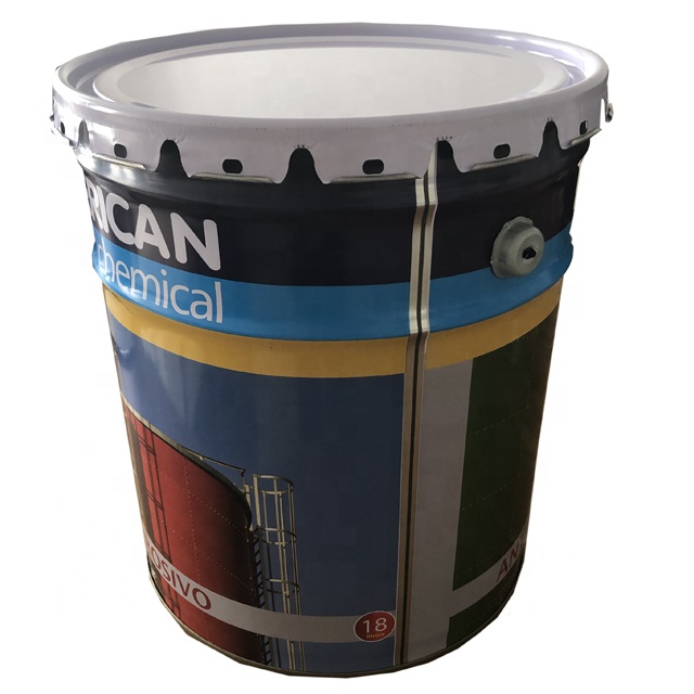 18-liter round steel paint bucket with printed design