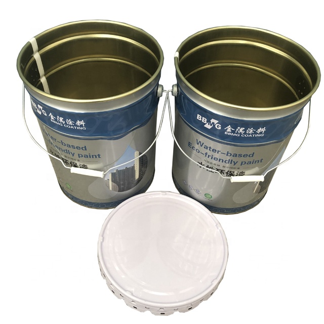 20L printed iron metal tinplate paint bucket with lid paint bucket