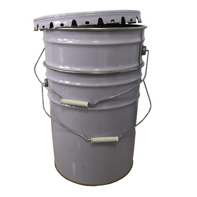 18-liter round steel paint bucket with printed design