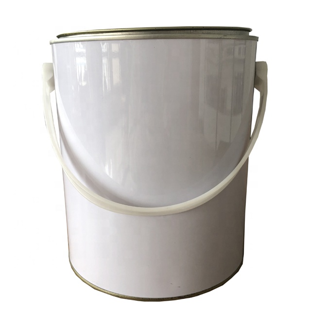 4 liters round paint tin can with lid, tin bucket for glue, latex all solvents