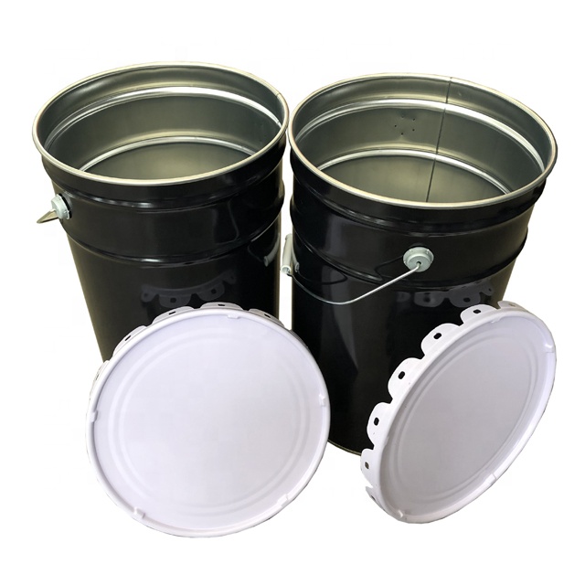 Round metal bucket 25 liters, with steel handle and flower lid